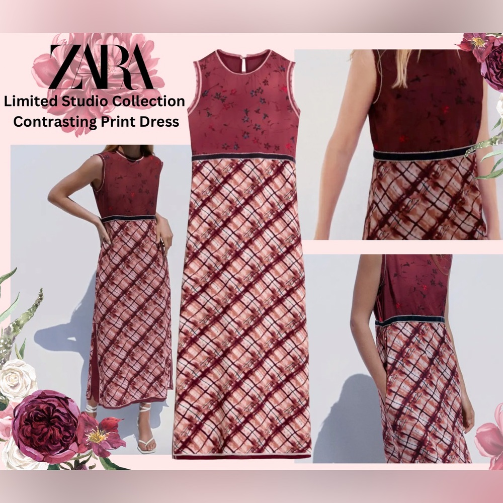 Zara Limited Studio Collection Contrasting Print Dress